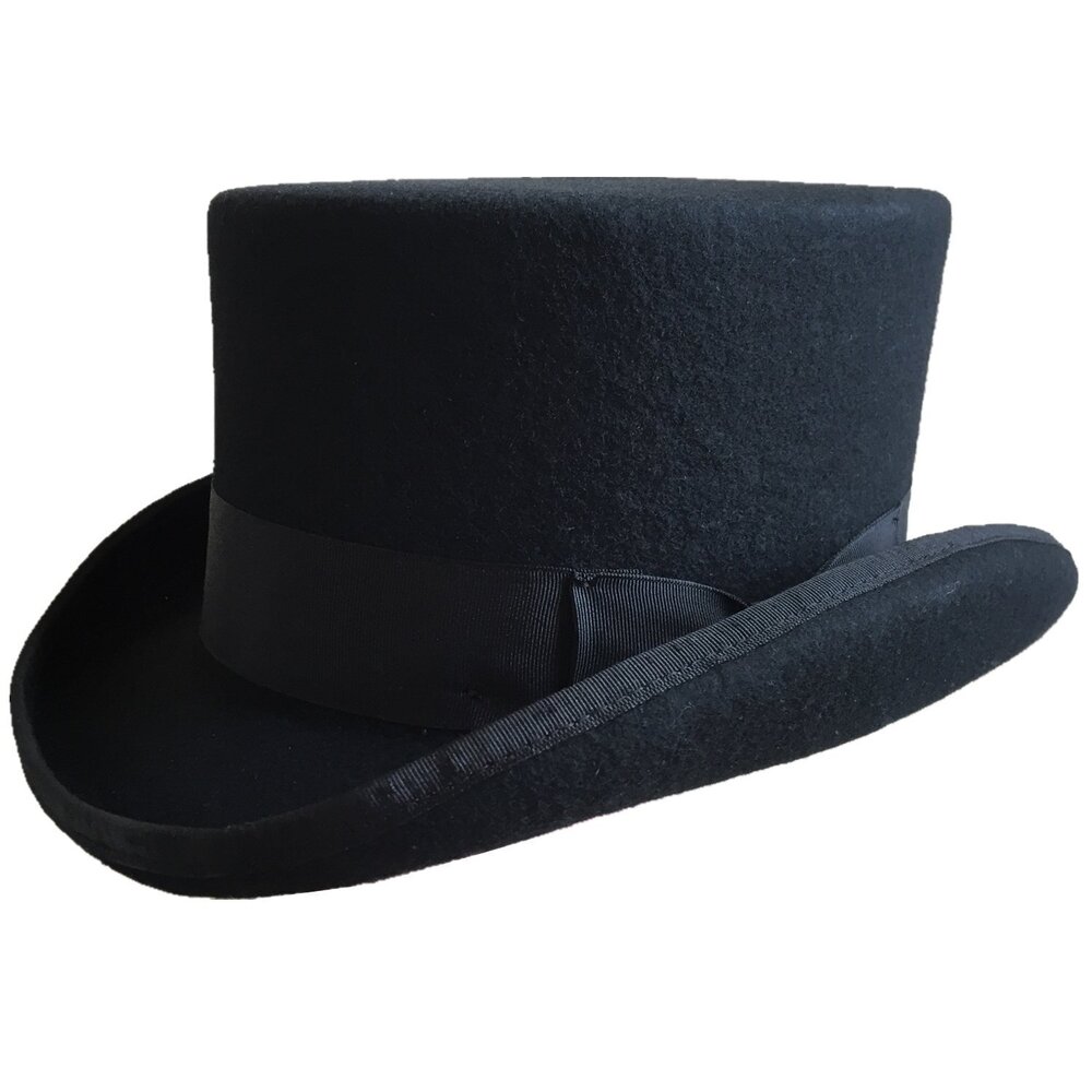 8528 Black Wool Felt Low Top Hat 4 1/2" Crown … XL= 61cm 7 5/8